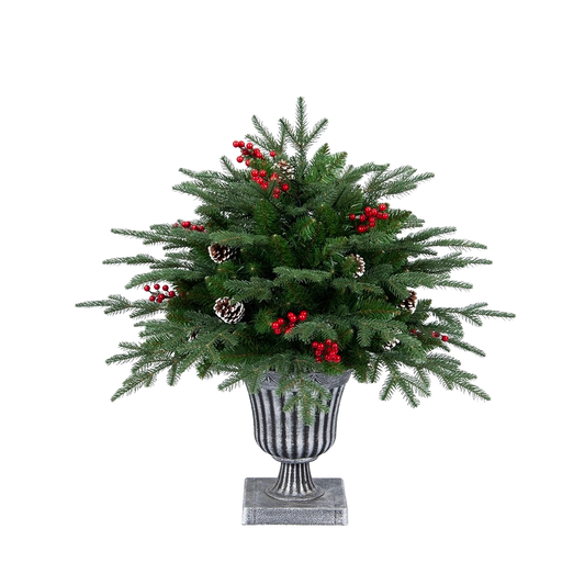 Pinetto Natalizio con Pigne e Bacche in PE e PVC con Vaso – H 75 cm