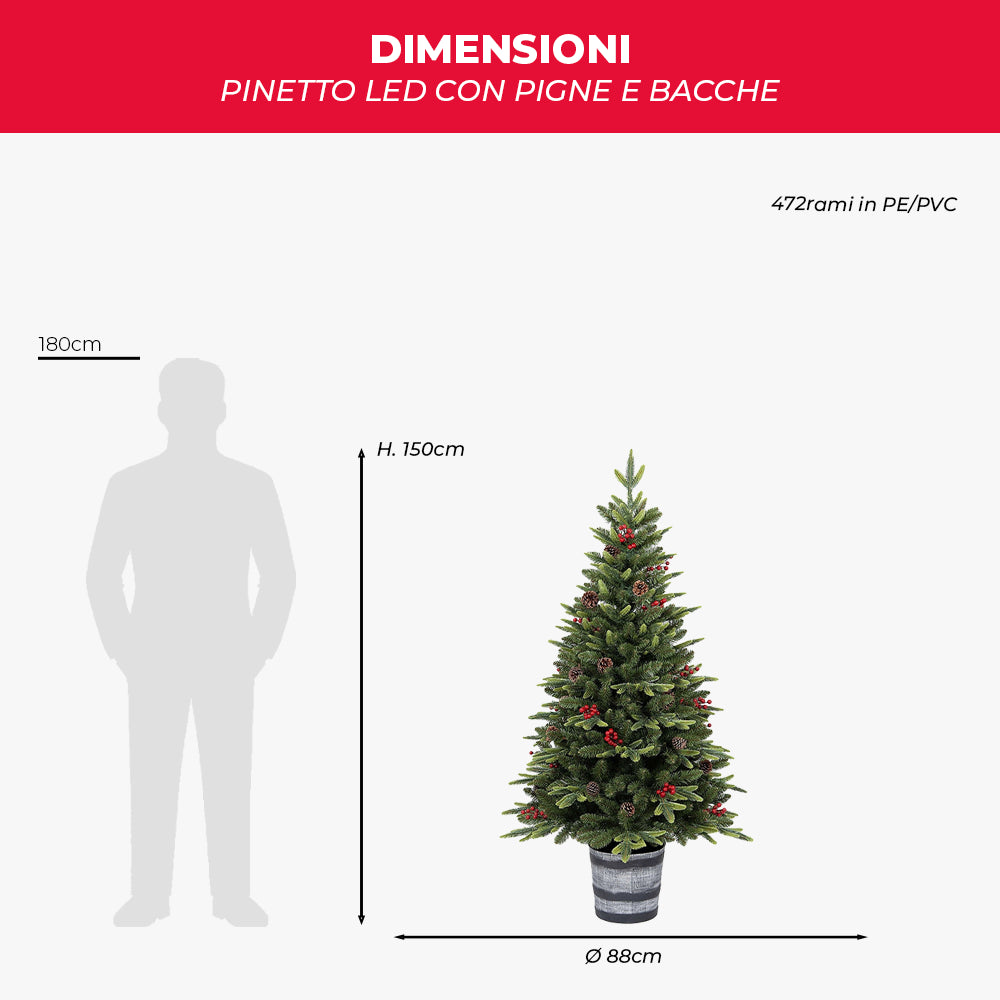 Albero artificiale Pinetto (150 cm) in PE+PVC