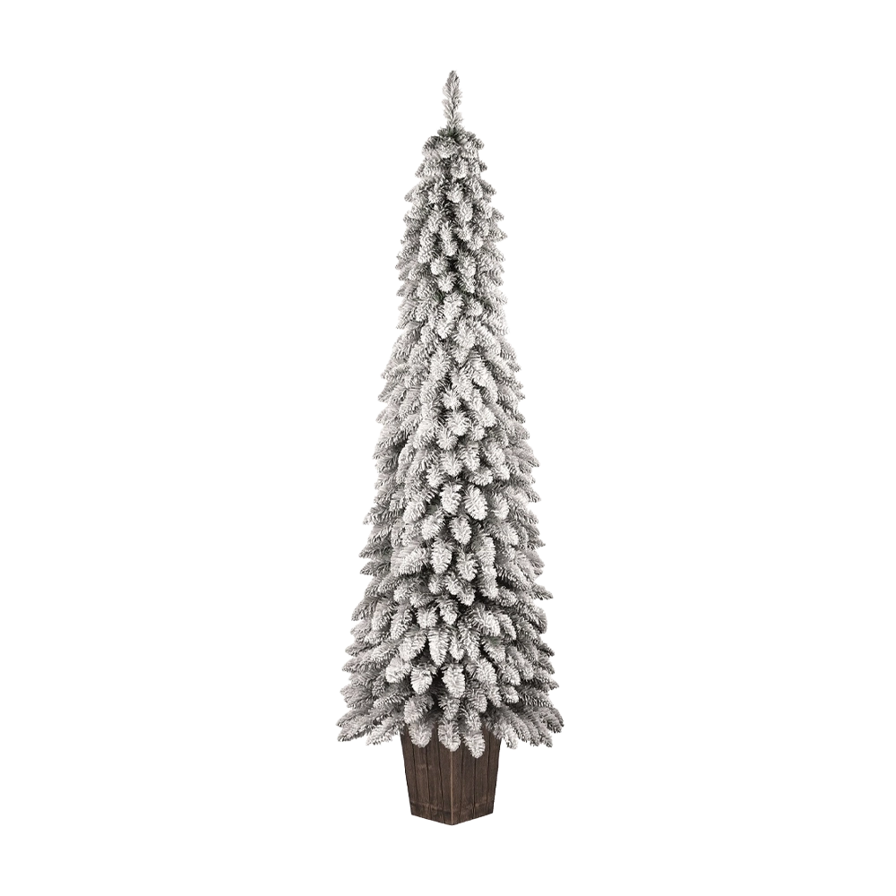 Pinetto Natalizio “Lane” (120 cm) in PVC Floccato con Vaso Quadrato