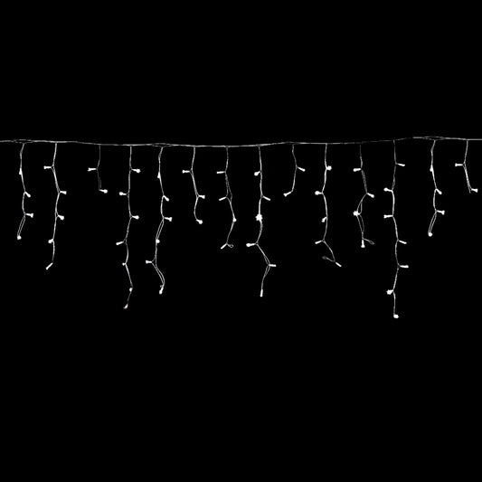 Tenda Luminosa Natalizia 210 LED (4,5x0,6 m) a Cascata Sfalsata (Bianco Caldo/Freddo)