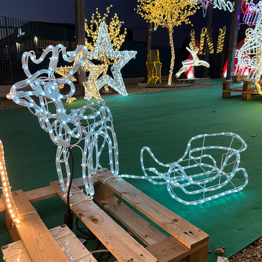 Renna e Slitta Luminosa con Tubo LED (264 LED)