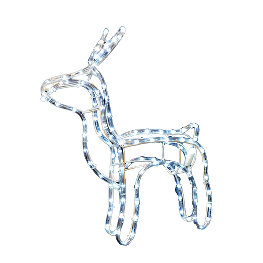 Renna con Slitta Illuminata a LED Bianco, 264 LED