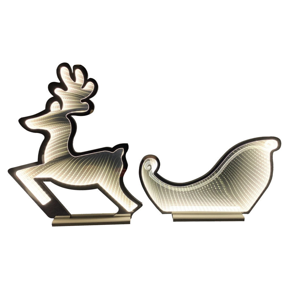 Renna con Slitta LED Infinity Light – 83x78 cm
