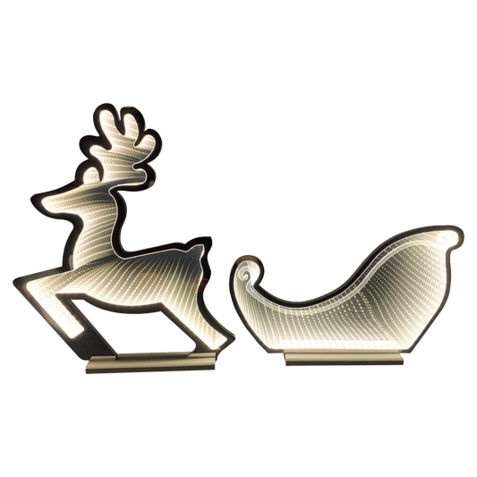 Renna con Slitta LED Infinity Light – 83x78 cm