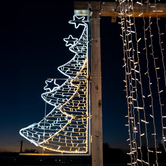 Figura Mezzo Albero LED Bianco e Bianco Caldo 200x83 cm