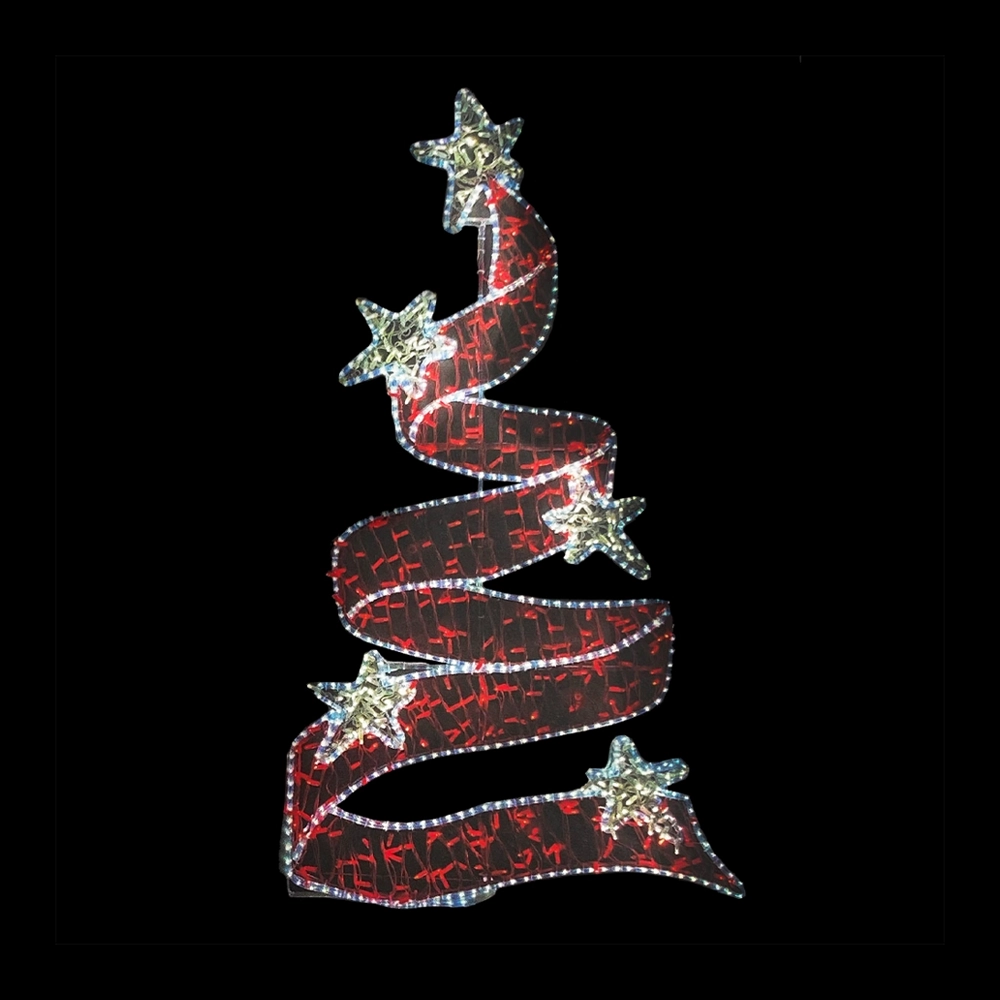 Figura Albero Ribbon LED Bianco e Bianco Caldo 180x100 cm