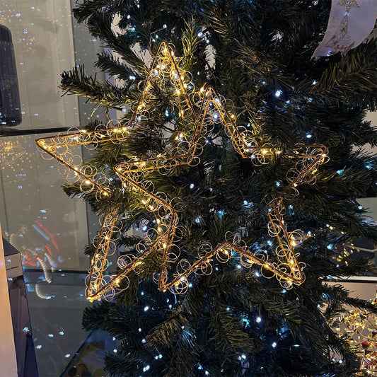 Doppia Stella Natalizia con Gocce LED Full Flash Bianche