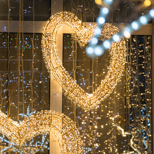 Maxi Cuore 3D 70cm con Gocce LED Bianco