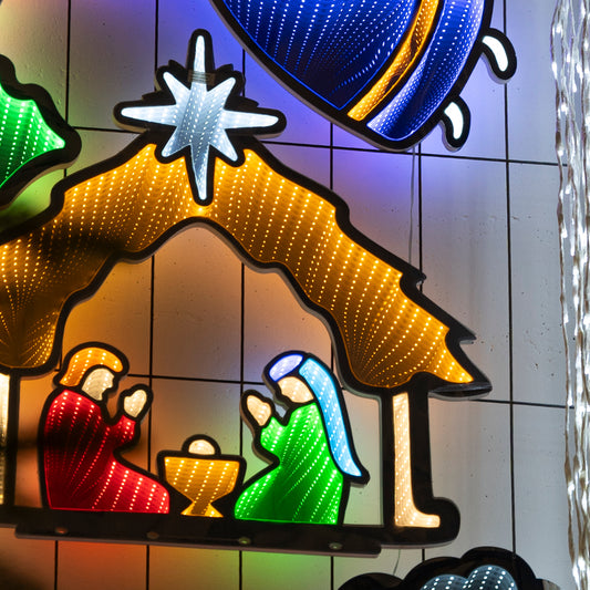 Natività stilizzata alta 65 cm con luci Infinity Light
