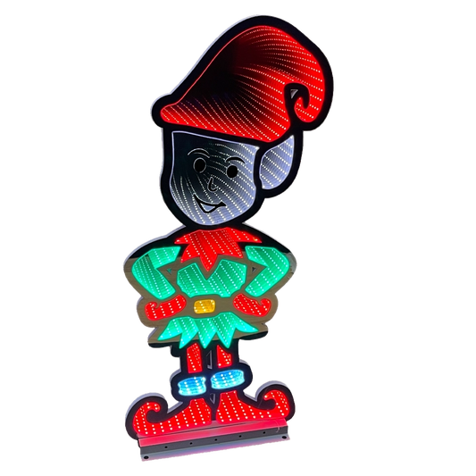 Elfo natalizio alto 120 cm con luci LED multicolore Infinity Light