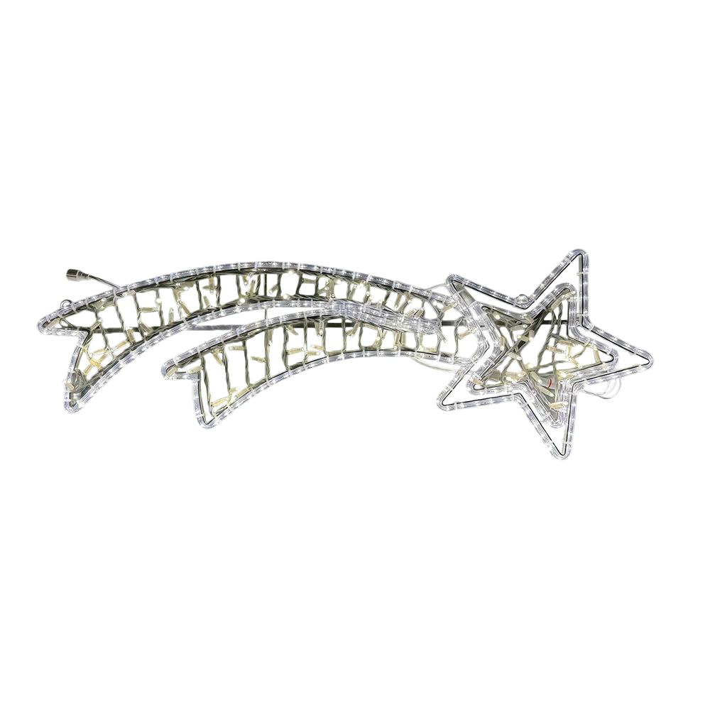 Figura natalizia doppia cometa con tubo LED e luci a lucciolone