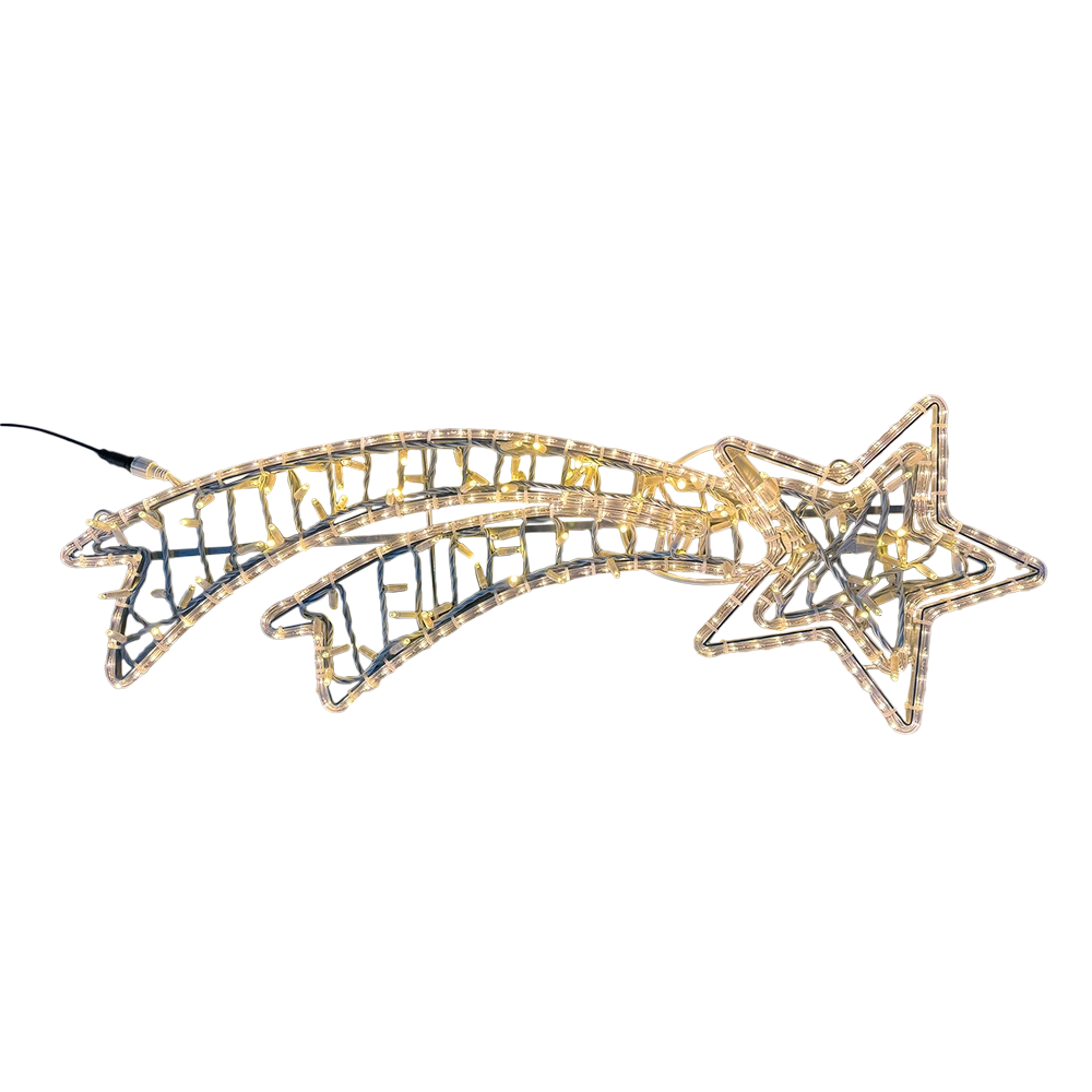 Figura natalizia doppia cometa con tubo LED e luci a lucciolone