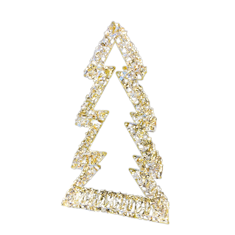 Albero 3D dorato con 600 luci LED bianco caldo