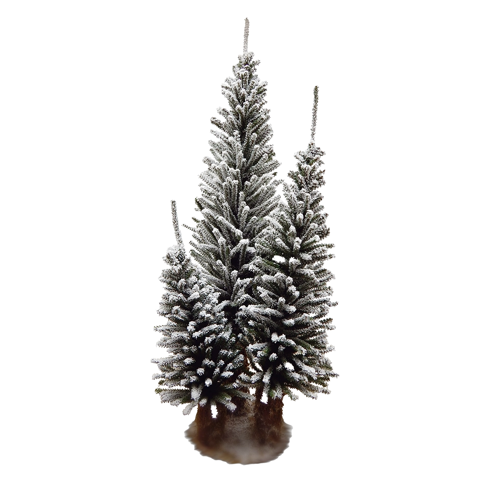 Composizione 3 Alberi di Natale Innevati 135cm