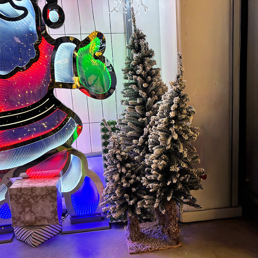 Composizione 3 Alberi di Natale Innevati 135cm
