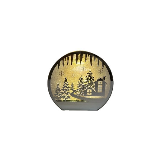 Paesaggio 3D in Vetro con Luce LED a Batteria