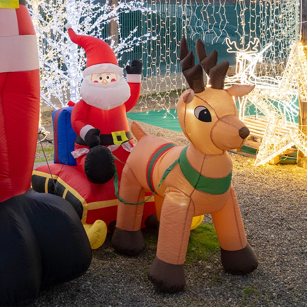 Babbo Natale con Slitta Gonfiabile Luminoso 100x210cm