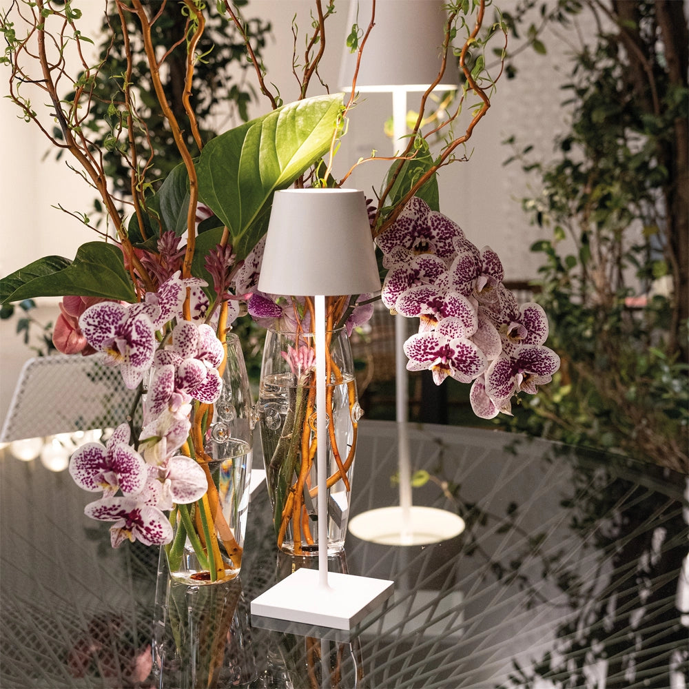 POLDINA PRO Zafferano Bianca - Lampada da Tavolo Ricaricabile Finiture Lusso