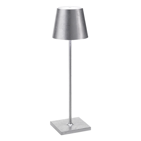 Lampada da Tavolo Poldina LED Foglia Argento Ricaricabile 3000K IP54