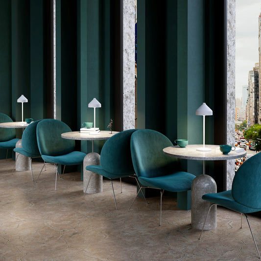 AMELIE Zafferano - Lampada da tavolo LED ricaricabile con dimmer touch