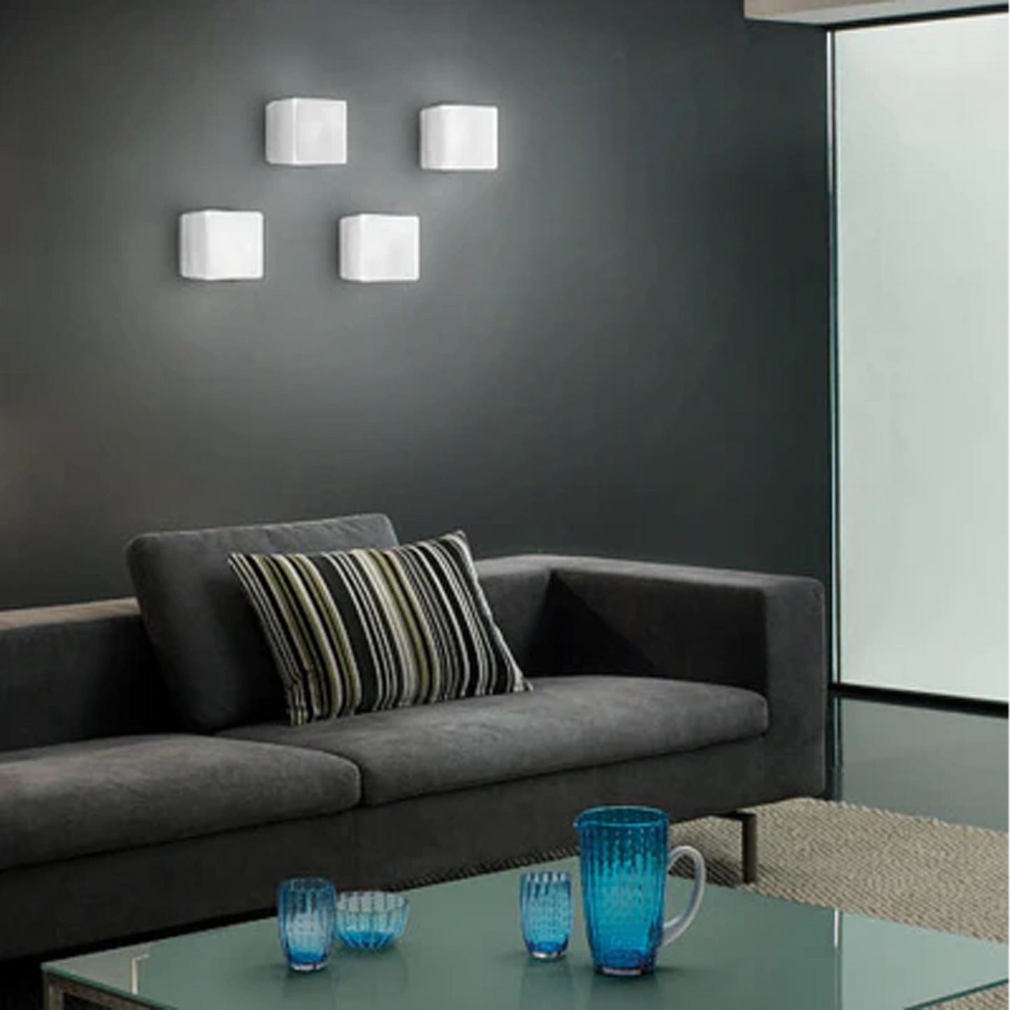 DADO Zafferano - Lampada a cubo parete e soffitto in vetro acidato