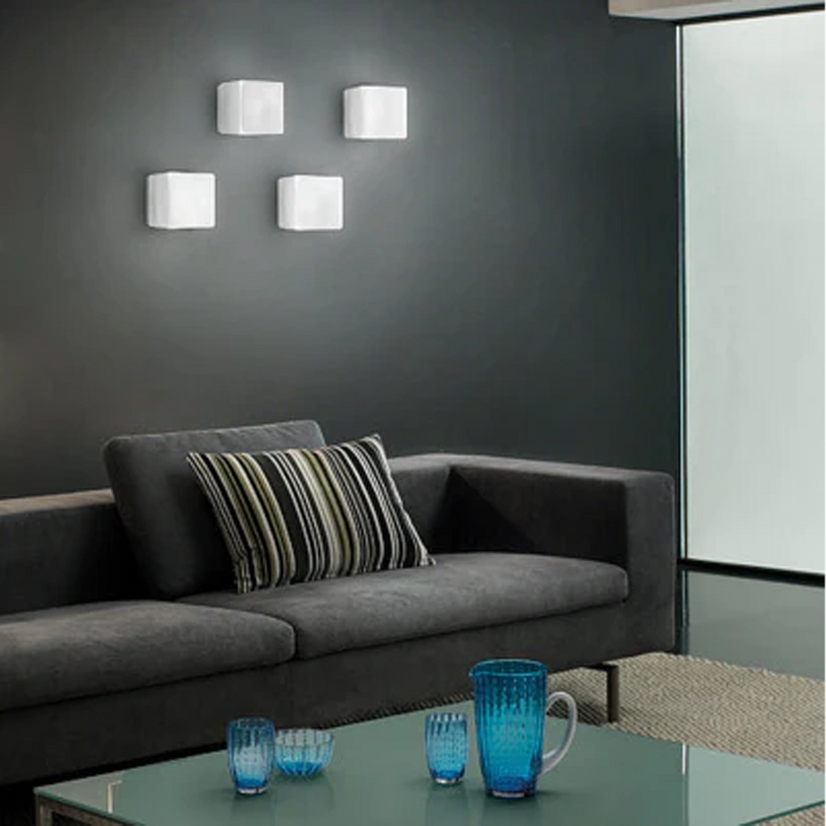 DADO Zafferano - Lampada a cubo parete e soffitto in vetro acidato