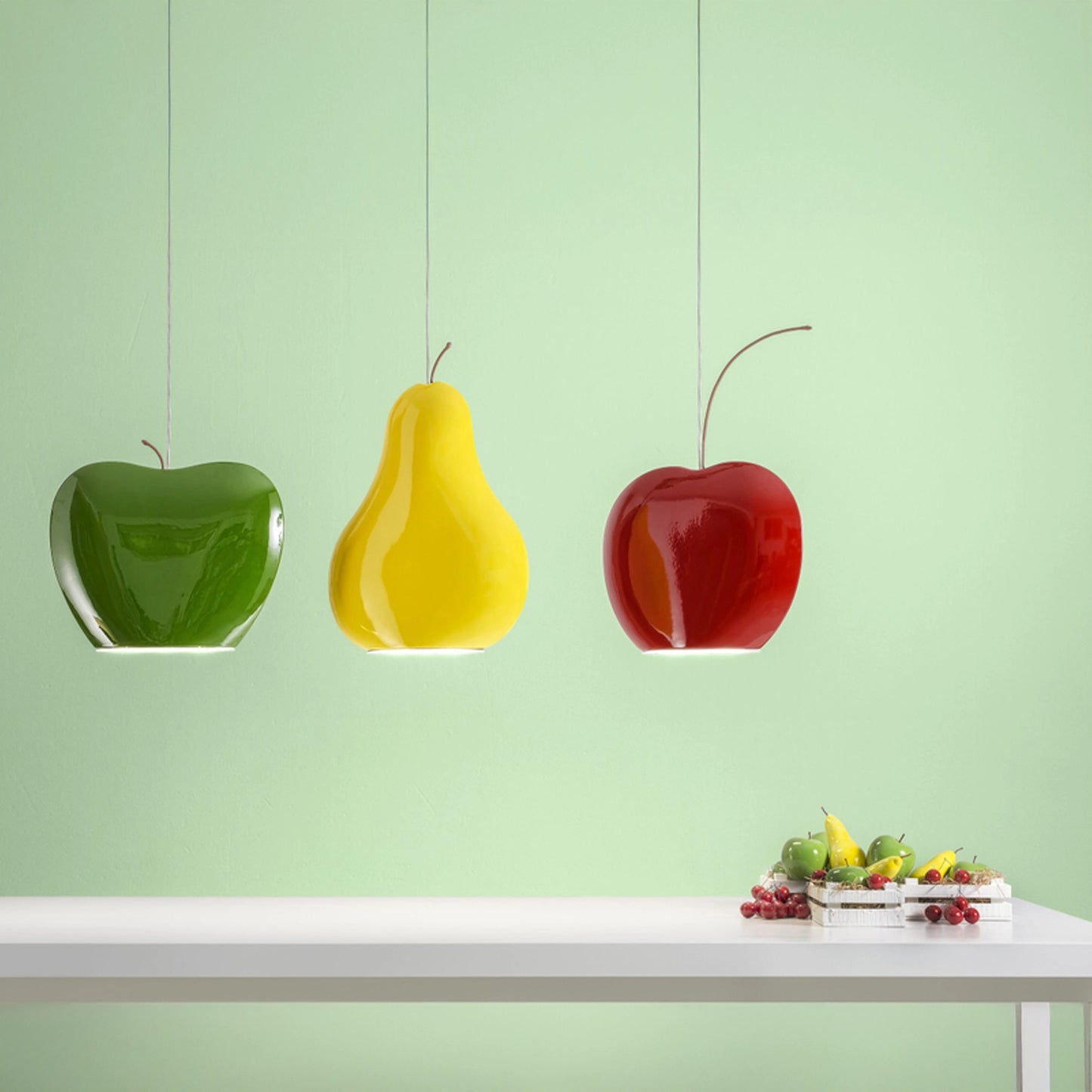 FRUITS POM - Lampada a sospensione sferica in ceramica di desig