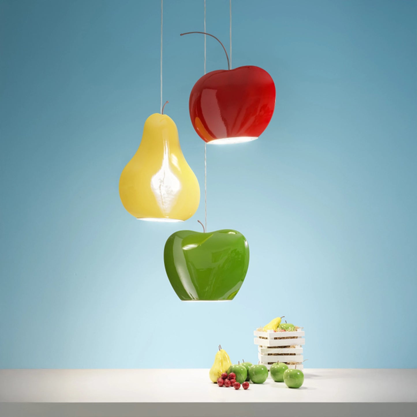 FRUITS POM - Lampada a sospensione sferica in ceramica di desig