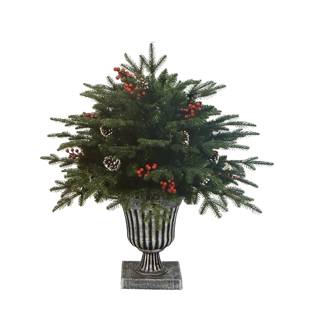 Pinetto Natalizio con Pigne e Bacche in PE e PVC con Vaso – H 75 cm