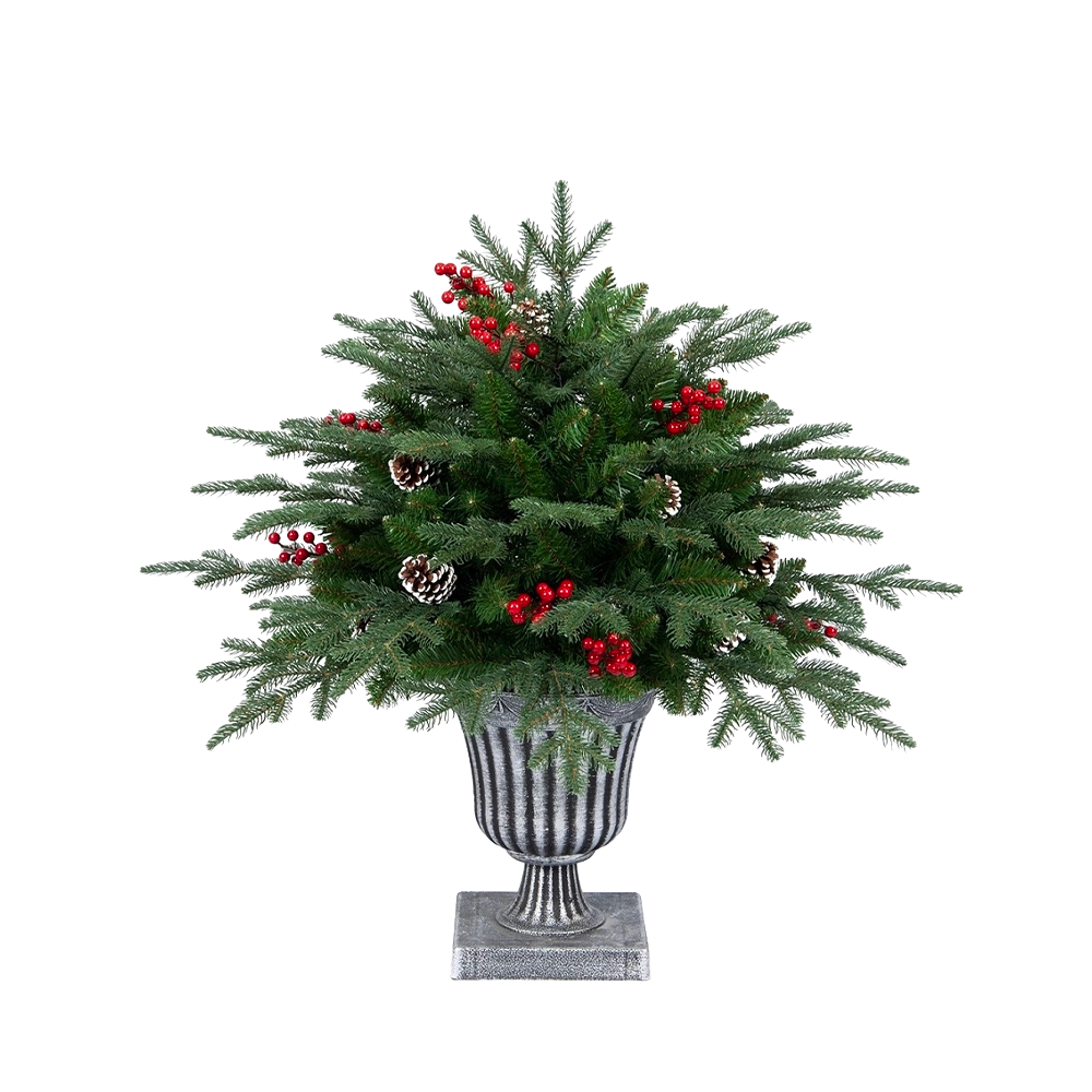 Pinetto Natalizio con Pigne e Bacche in PE e PVC con Vaso – H 75 cm