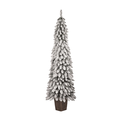 Pinetto Natalizio “Lane” (120 cm) in PVC Floccato con Vaso Quadrato