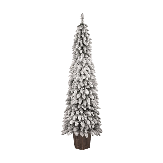 Pinetto Natalizio “Lane” (120 cm) in PVC Floccato con Vaso Quadrato