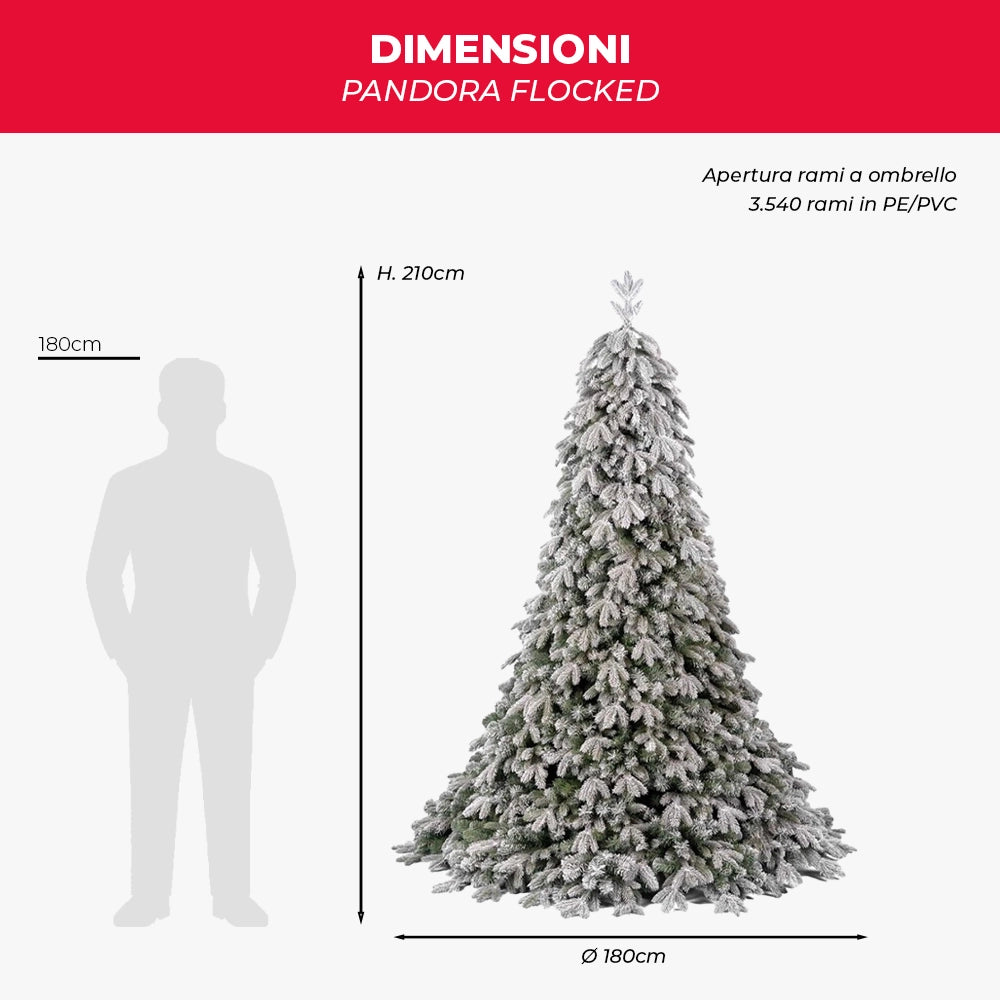 Albero di Natale Artificiale Pandora (210 cm) – PE+PVC Floccato