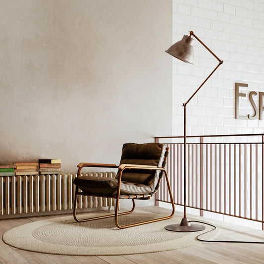 LOFT Terra Il Fanale - Lampada da Terra Industrial in Ottone e Ferro