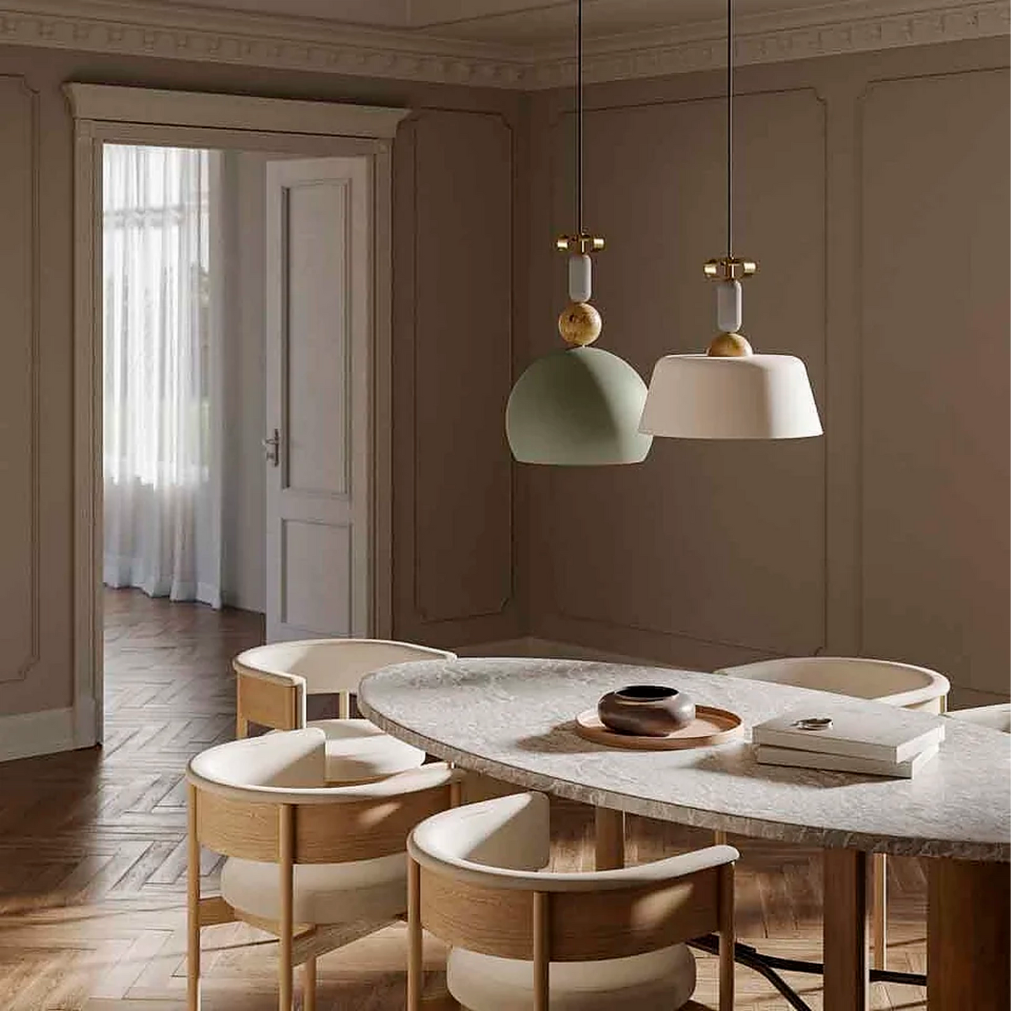 Sospensione Bon Ton N1 Il Fanale - Design in Ottone e Legno