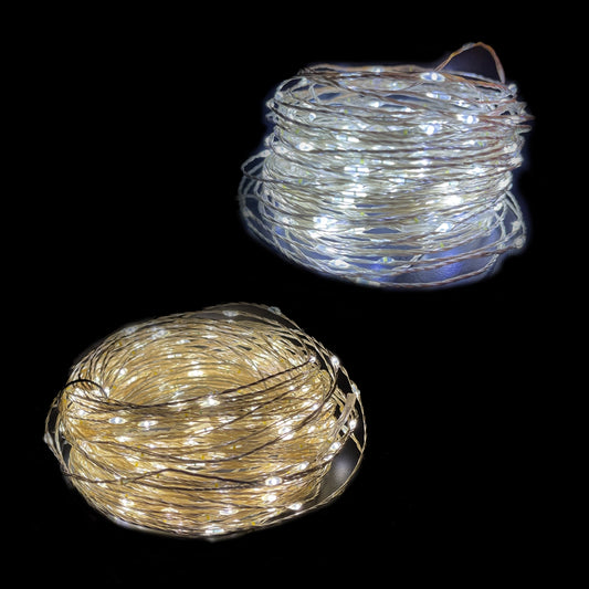 Catena luminosa con 20 gocce LED multicolore su filo di rame