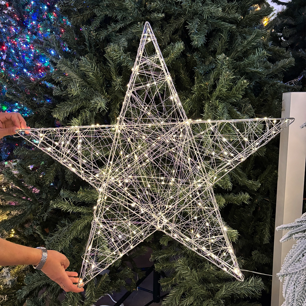 Stella Luminosa 3D con gocce LED bianco caldo