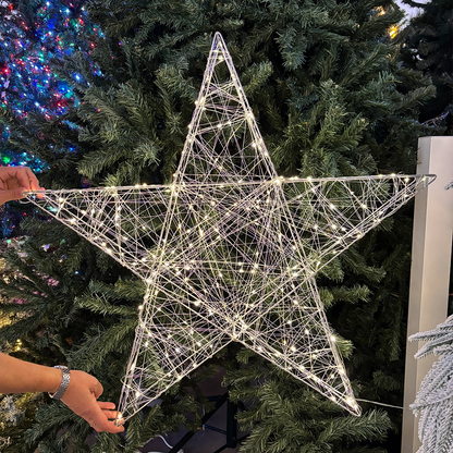 Stella Luminosa 3D con gocce LED bianco caldo