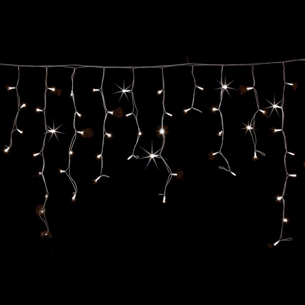 Tenda Luminosa Sfalsata 4x1,5 M – 216 LED con Effetto Flash (Bianco/Caldo)