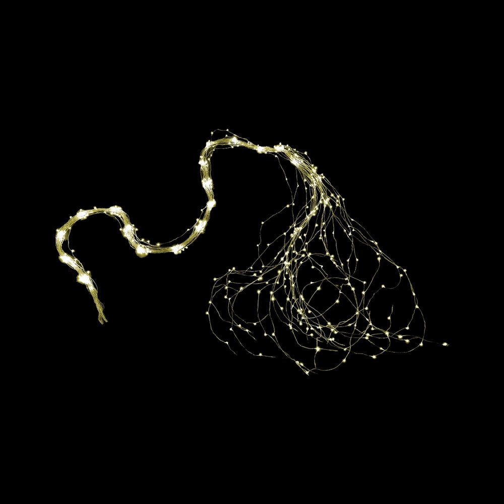 Cascata di Luci LED Bianco Caldo su Filo di Rame