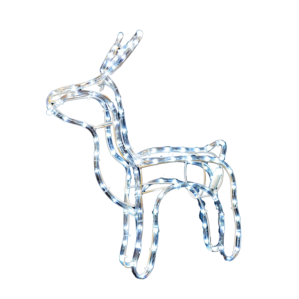 Renna con Slitta Illuminata a LED Bianco, 264 LED