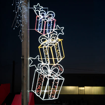 Scultura Luminosa Natalizia LED 200 cm - 3 Pacchi Regalo Colorati IP44 Esterno