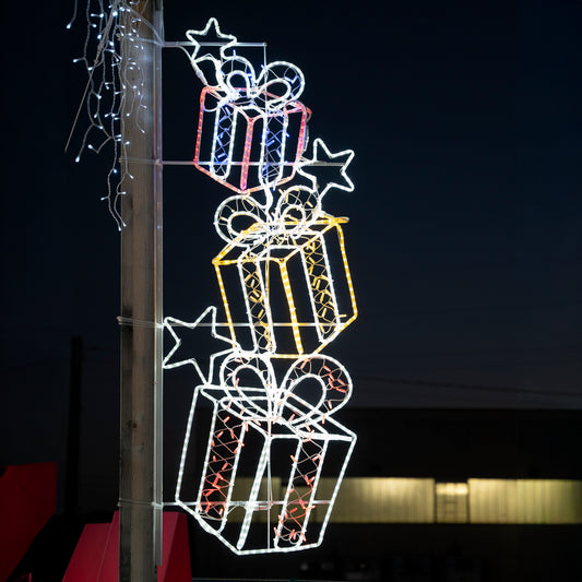 Scultura Luminosa Natalizia LED 200 cm - 3 Pacchi Regalo Colorati IP44 Esterno