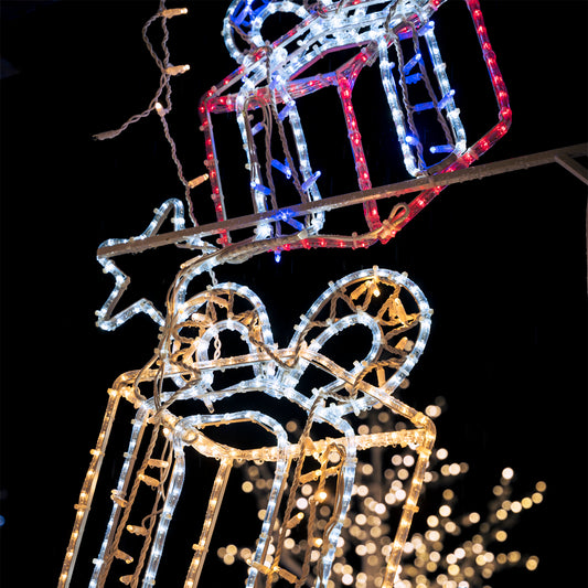 Scultura Luminosa Natalizia LED 200 cm - 3 Pacchi Regalo Colorati IP44 Esterno