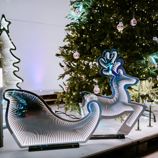 Renna con Slitta LED Infinity Light – 83x78 cm