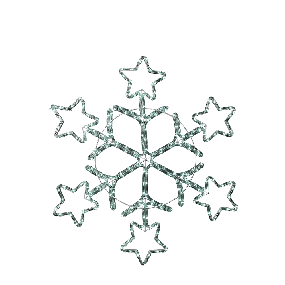 Fiocco di Neve con Stelle e Tubo LED Bianco 84 cm