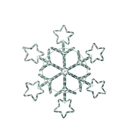 Fiocco di Neve con Stelle e Tubo LED Bianco 84 cm
