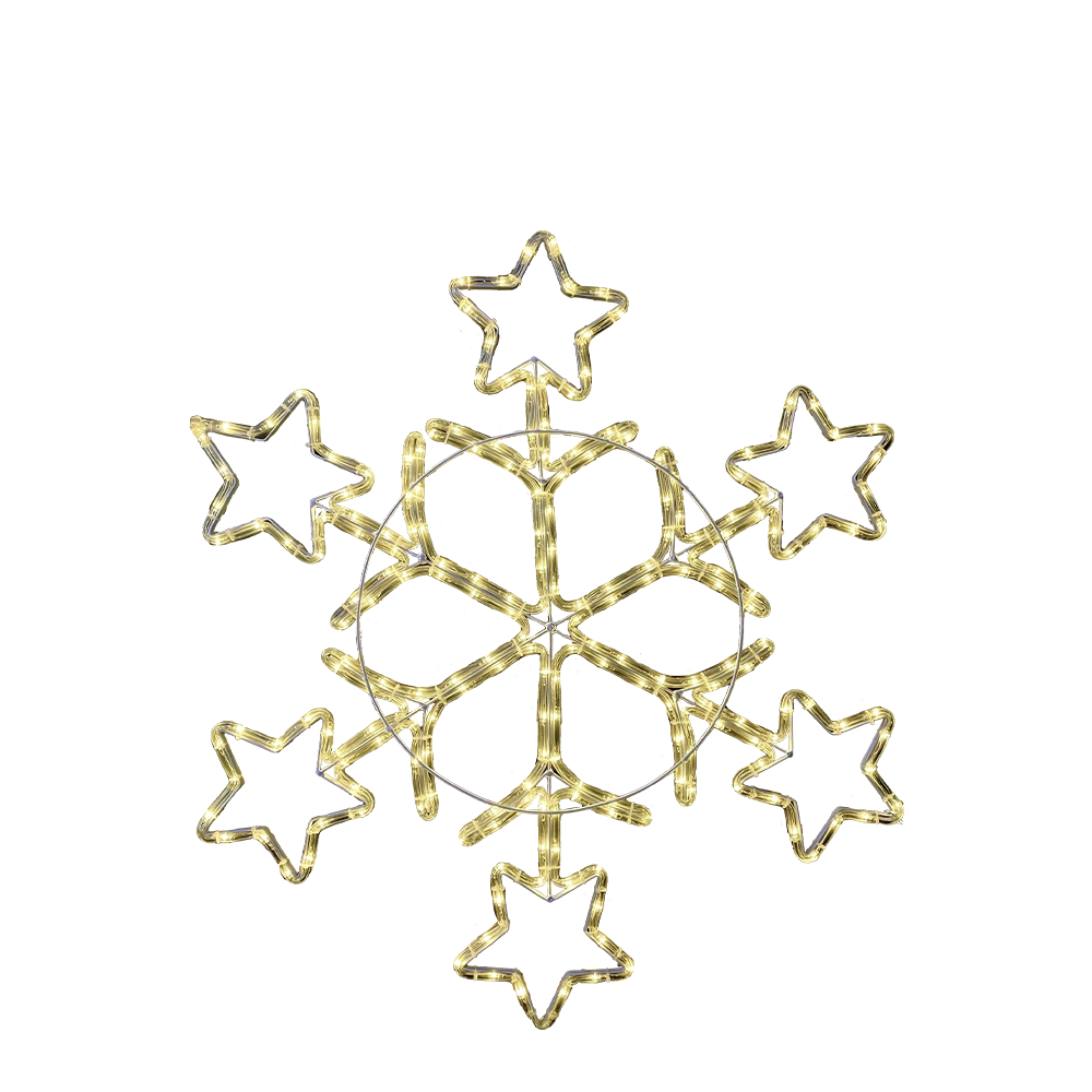 Fiocco di Neve con Stelle e Tubo LED Bianco 84 cm