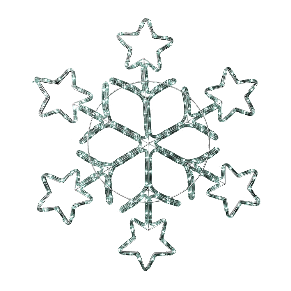 Fiocco di Neve con Stelle e Tubo LED Bianco 84 cm