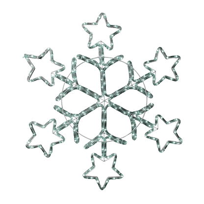 Fiocco di Neve con Stelle e Tubo LED Bianco 84 cm